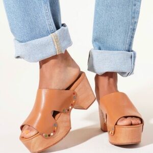 Charlotte Stone Glenna Platform Clog Mule Chestnut Women’s 7